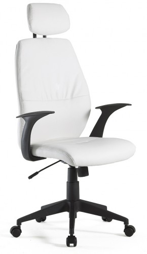 Easychair Design Leder Chefsessel Rom 1 B&uuml;rostuhl Drehstuhl mit Kopfst&uuml;tze Wei&szlig;