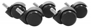 Amstyle 5er Set Hartbodenrollen Schwarz 11 / 50 mm für harte Böden (hoch abriebfest)