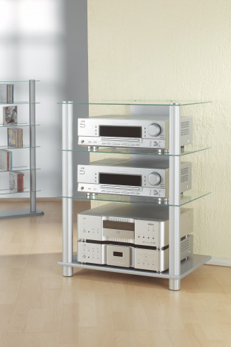 VCM Hifi Rack Quinto 70 x 56 x 42 cm aus Glas und Aluminium