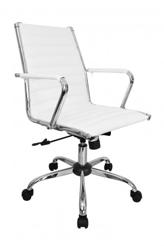 Amstyle Design PU Leder Chefsessel Genf 2 Drehstuhl B&uuml;rostuhl Wei&szlig; 120kg