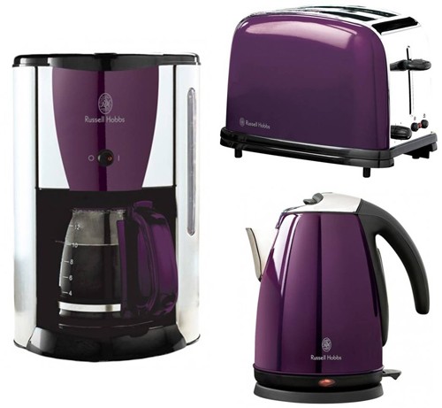 Russell Hobbs Purple Passion 3-teiliges Fr&uuml;hst&uuml;cksset (Kaffeemaschine + Wasserkocher+Toaster)