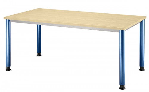 Hammerbacher Schreibtisch Serie H 160 x 80 cm B&uuml;rotisch h&ouml;henverstellbar, Gestell Blau