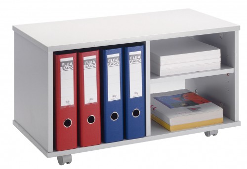 Hammerbacher Druckercontainer 73 x 39,5 x 42 cm B&uuml;ro Rollcontainer mit 3 F&auml;cher Grau