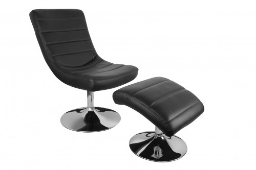 AMSTYLE Relaxsessel New York schwarz Fernsehsessel mit Fu&szlig;auflage / Hocker PU-Leder
