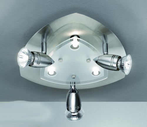 Paul Neuhaus 6773-55 Deckenleuchte aus Nickel-satin und teilsatiniertem Glas, 6-flammig