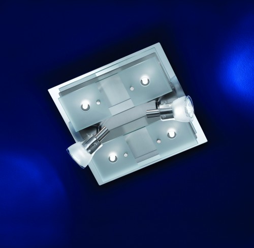 Paul Neuhaus 6779-55 Wand-/Deckenstrahler aus Stahl und teilsatiniertem Glas, 6-flammig