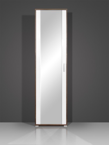 Amstyle Design Kleiderschrank Nici Garderobenschrank mit Spiegel Dielenschrank Walnuss / Wei&szlig;