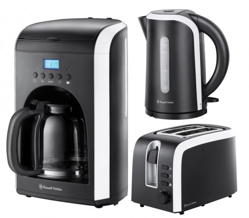 Russell Hobbs mono Fr&uuml;hst&uuml;cksset Kaffeemaschine Wasserkocher Toaster Set schwarz