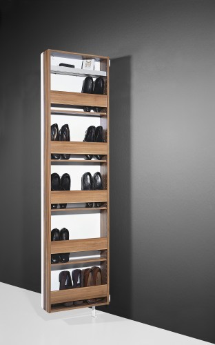 Amstyle Design Spiegelschuhschrank Celine Garderobenschrank Universal Schrank mit Spiegel Wei&szlig; / Brombeer Hochglanz