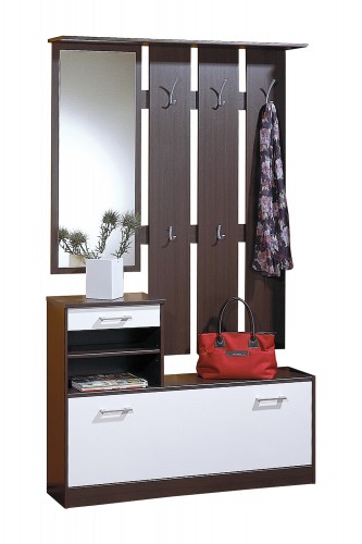 Amstyle Design Garderobe Lena Garderobenset mit Schuhschrank und Spiegel Wenge / Wei&szlig;