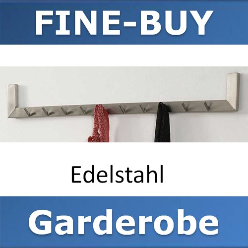 Zijlstra Design Wandgarderobe 80 x 10 cm Garderobe mit 10 Haken Garderobenleiste aus Edelstahl