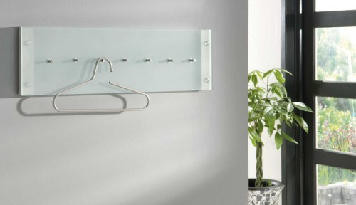 Zijlstra Design Wandgarderobe 90 x 30 cm Garderobe mit 5 Edelstahl Haken, Garderobenleiste Wei&szlig; Hochglanz