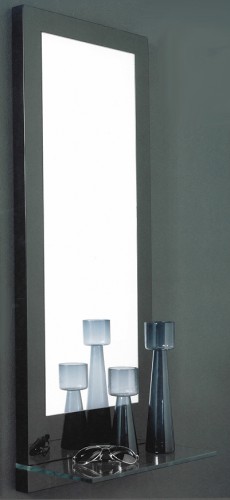 Zijlstra Design Spiegel 40 x 106 cm Garderobenspiegel Wandspiegel mit Glas Ablage Rahmen Schwarz Hochglanz