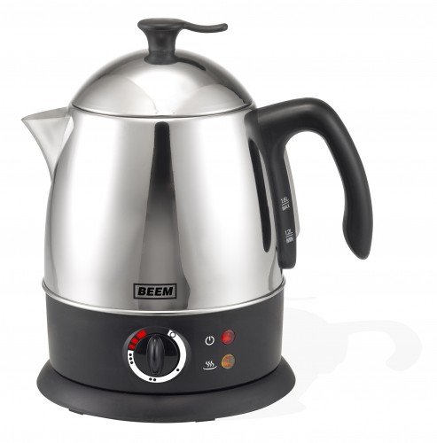 Beem Tea Joy Express Edelstahl Teekocher und Wasserkocher kabellos mit Glaskanne 2000 Watt
