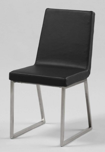 Zijlstra Design Esszimmerstuhl K&uuml;chenstuhl mit Edelstahl Gestell, Stuhl Leder Schwarz
