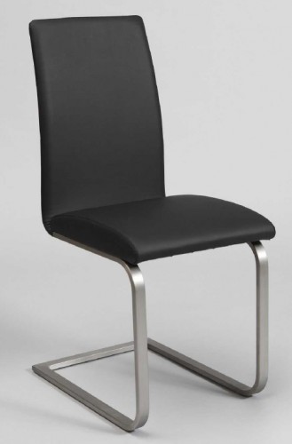 Zijlstra Design Esszimmerstuhl Freischwinger mit Edelstahl Gestell, Stuhl Leder Schwarz