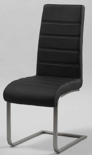 Zijlstra Design Esszimmerstuhl Freischwinger mit Edelstahl Gestell, Stuhl Leder Schwarz