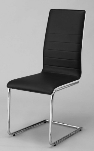 Zijlstra Design Esszimmerstuhl Freischwinger mit Chrom Gestell und Kunstleder Bezug Schwarz, R&uuml;ckseite Wei&szlig; Hochglanz