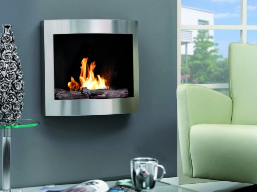 RUBY FIRES Samoa Bio-Ethanol Wand-Kamin aus Edelstahl mit T&Uuml;V gepr&uuml;ften Keramik Einsatz, 55 x 57 cm