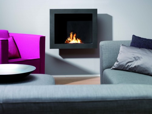 RUBY FIRES Quattro Bio-Ethanol Wand-Kamin aus Edelstahl mit T&Uuml;V gepr&uuml;ften Keramik Einsatz, 60 x 72 cm