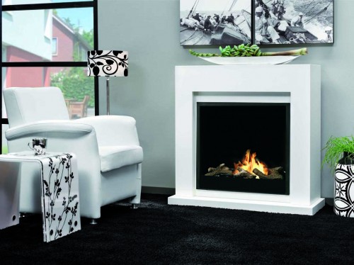 RUBY FIRES Quattro Bio-Ethanol Stand-Kamin aus MDF mit T&Uuml;V gepr&uuml;ften Keramik Einsatz, 98 x 102 cm