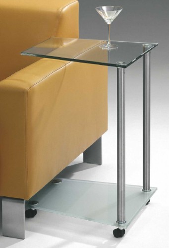 Zijlstra Design Wohnzimmertisch 40 x 45 cm Beistelltisch rollbar, Glastisch trapezf&ouml;rmig