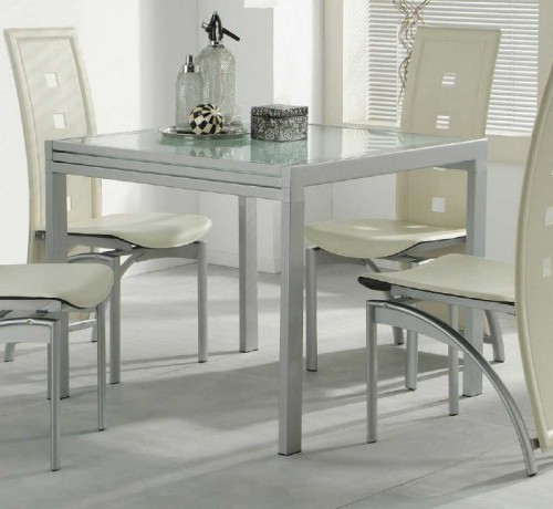 Zijlstra Design Esszimmertisch 90-180 x 90 cm Esstisch ausziebar, Glastisch aus Milchglas