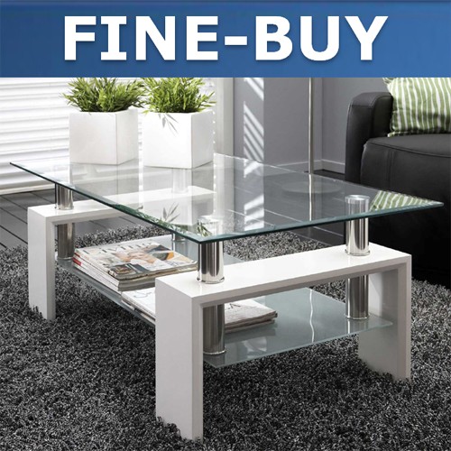 Zijlstra Design Wohnzimmertisch 110 x 60 cm Couchtisch Glastisch Gestell Wei&szlig; Hochglanz