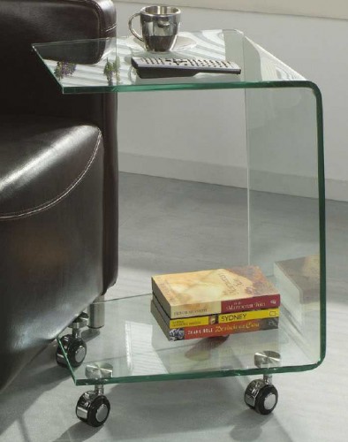 Zijlstra Design Wohnzimmertisch 40 x 45 cm Glastisch rollbar, Beistelltisch komplett aus Glas