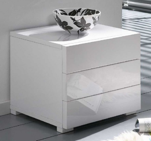 Zijlstra Design Anrichte 42 x 36 cm kleine Kommode mit 3 Schubladen Wei&szlig; Hochglanz