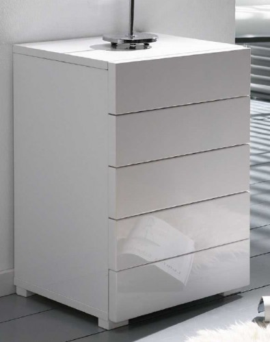 Zijlstra Design Kommode 42 x 36 cm kleines Sideboard mit 5 Schubladen Wei&szlig; Hochglanz