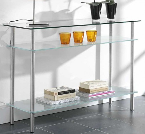 Zijlstra Design Garderoben Kommode 120 x 40 cm Sideboard mit Edelstahl F&uuml;&szlig;e, Anrichte aus Glas