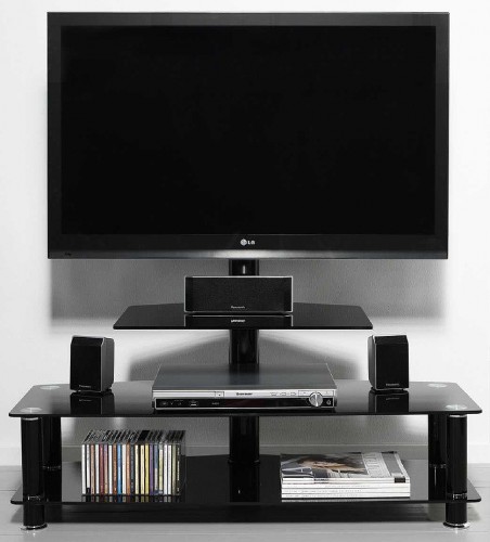Zijlstra Design Fernsehtisch 110 x 45 cm TV Rack Hifi Regal mit TV-Halterung Glas Schwarz Hochglanz