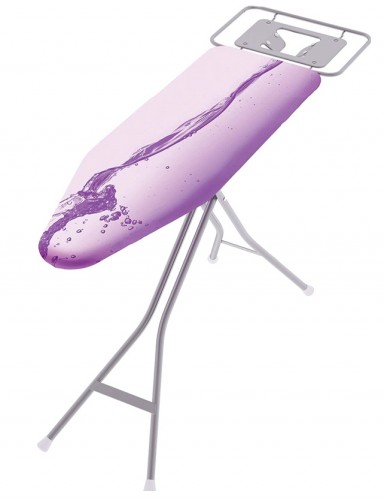 Bischof B&uuml;geltisch Poseidon 114 x 36 cm B&uuml;gelbrett mit Dampfb&uuml;gelstation Ablage Rosa / Lila