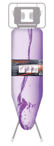 Bischof B&uuml;geltisch Poseidon 114 x 36 cm B&uuml;gelbrett mit Dampfb&uuml;gelstation Ablage Rosa / Lila