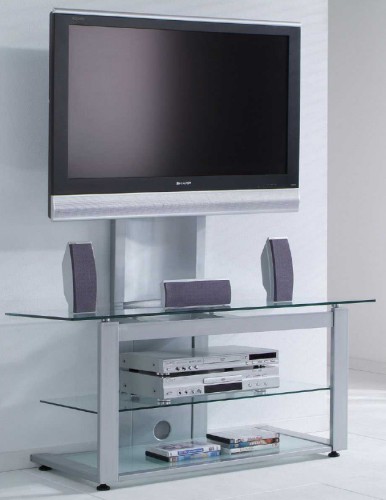 Zijlstra Design Fernsehtisch 110 x 46,5 cm TV Rack Hifi Regal mit TV-Halterung Glas / Silber
