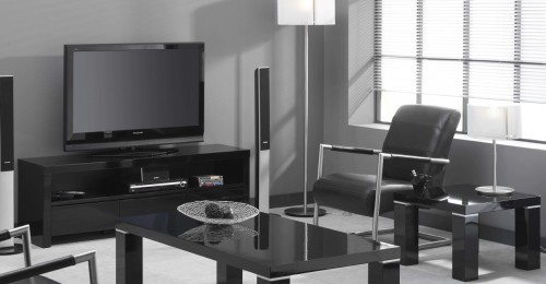 Zijlstra Design Fernsehtisch 80 x 40 cm TV Rack rollbar, Hifi Regal Wei&szlig; Hochglanz