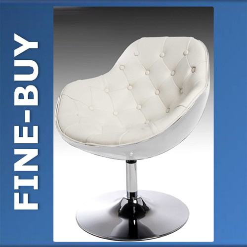 Invicta Interior AMSTYLE Design Lounge Sessel SPEEDCHAIR Leder wei&szlig; gesteppt / GFK Schale wei&szlig;