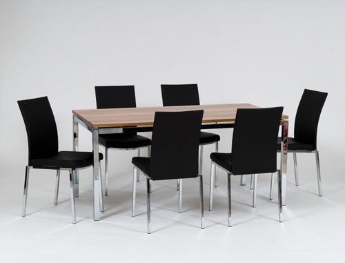 Josef Hoffmann Tischfabrik Design Bistro / Esstisch 80/120 x 80 fcm K&uuml;chentisch ausziehbar mit Chrom Rahmen