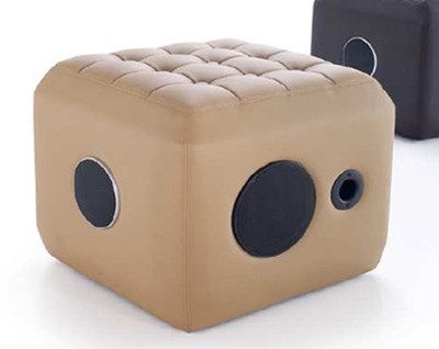 MusicRocker Modell Cube Mini Latte Machiatto / beige (Multimediasessel, Soundsessel, Gaming, Sound Chair, Stereo 2.1 Sys