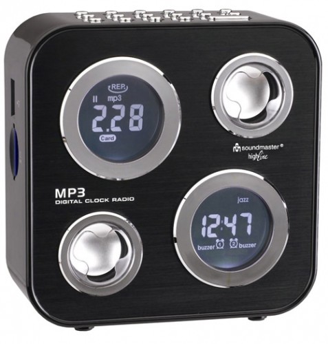 Soundmaster UR130 Design Uhrenradio MP3 USB SD LCD Radio mit Wecker Radiowecker schwarz