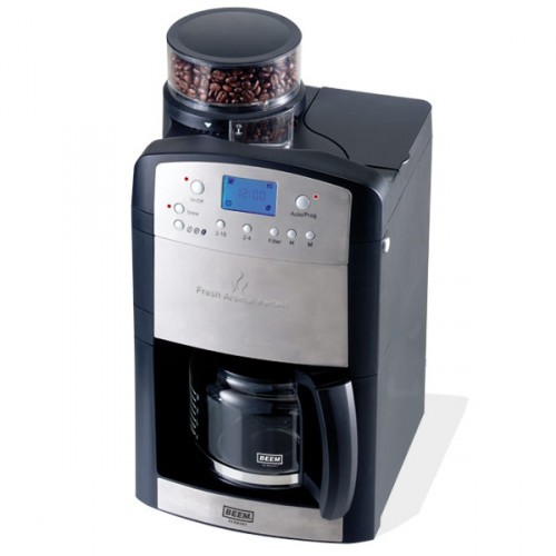 BEEM Fresh Aroma Perfect Kaffeemaschine mit Mahlwerk silber 1000W 12 Tassen Timer VERSION 2