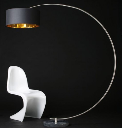 Invicta Interior AMSTYLE Design Stehleuchte Python schwarz/gold mit Dimmerfunktion Stehlampe Bogenlampe