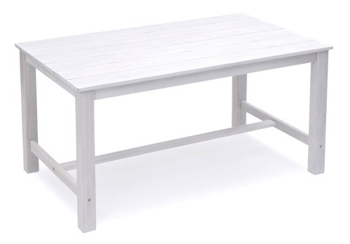 Belardo CANIOLA Tisch 150 x 90 x 77 cm rechteckig, Gartentisch aus Akazienholz wei&szlig; lackiert