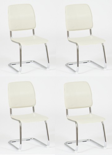 Josef Hoffmann Tischfabrik 4x MIKE Design Leder Esszimmerstuhl Beige Schwingstuhl