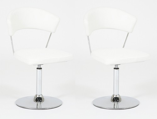 2x Design Esszimmerstuhl Esszimmer Drehstühle Leder weiß Küchenstühle