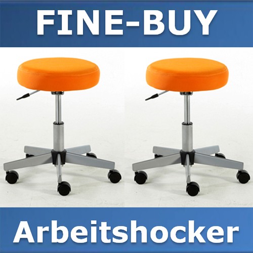 Easychair 2x Design Arbeitshocker Ron Orange Rollhocker, Arbeitsstuhl gepolstert Hocker