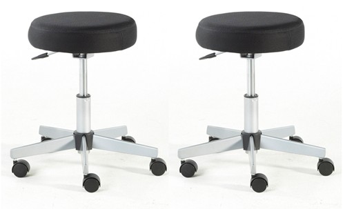 Easychair 2x Arbeitshocker Ron Schwarz Rollhocker, Arbeitsstuhl gepolstert Hocker