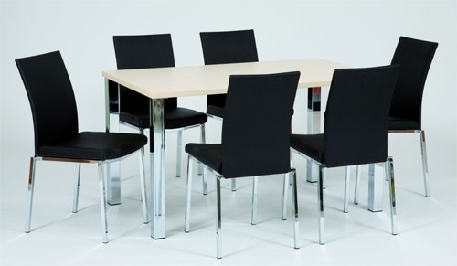 Josef Hoffmann Tischfabrik Design Holz Esstisch 120 x 80 cm, K&uuml;chentisch mit Chrom Gestell