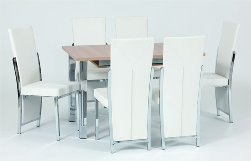 Josef Hoffmann Tischfabrik Design Esszimmertisch 80 (120) x 80 cm Esstisch ausziehbar mit Chrom Gestell
